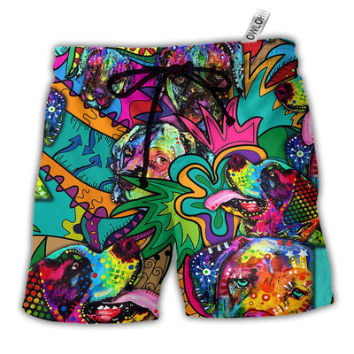 Beach Short / Adults / S Hippie Dogs Color Style - Beach Short - Owls Matrix LTD