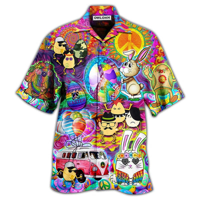 Hawaiian Shirt / Adults / S Hippie Easter Peace Life Color Funny Party - Hawaiian Shirt - Owls Matrix LTD
