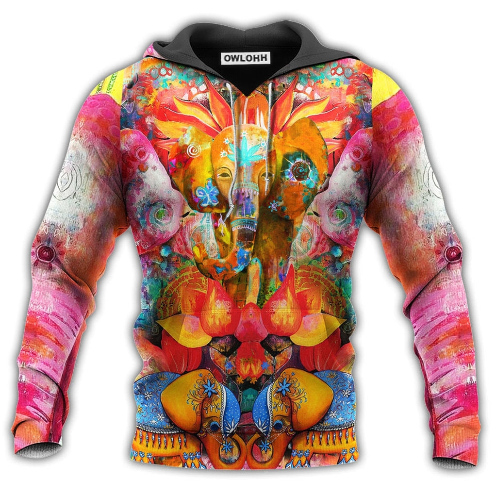 Unisex Hoodie / S Hippie Elephant Amazing Colorful - Hoodie - Owls Matrix LTD