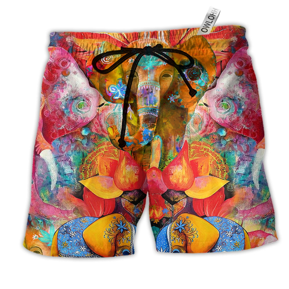 Beach Short / Adults / S Hippie Elephant Amazing Color - Beach Short - Owls Matrix LTD