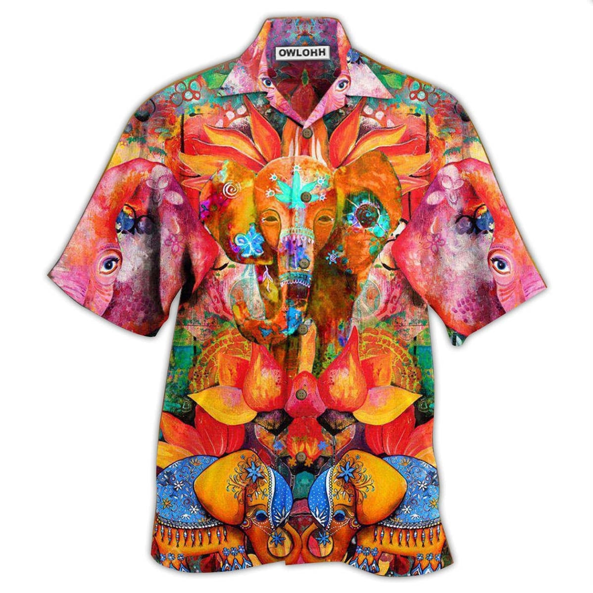 Hawaiian Shirt / Adults / S Hippie Elephant Amazing Style - Hawaiian Shirt - Owls Matrix LTD
