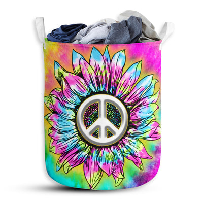 Hippie Flower Color - Laundry Basket - Owls Matrix LTD