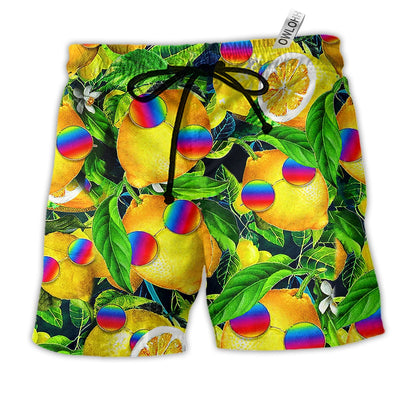 Beach Short / Adults / S Hippie Fruit Lemon Peace Life Color - Beach Short - Owls Matrix LTD