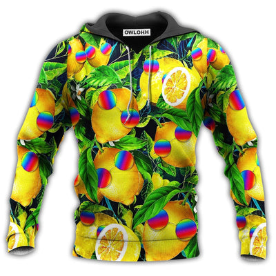 Unisex Hoodie / S Hippie Fruit Lemon Peace Life Color Bright Style - Hoodie - Owls Matrix LTD
