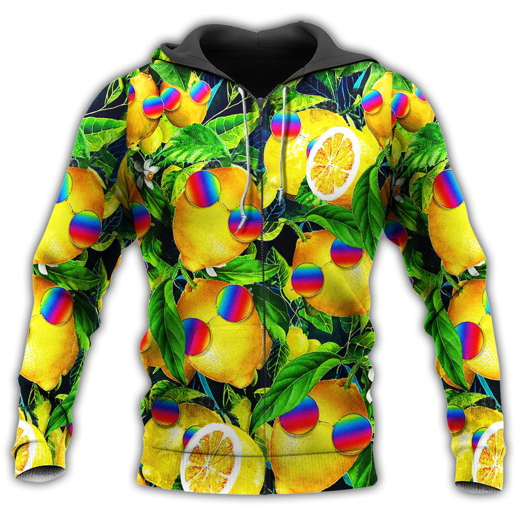 Zip Hoodie / S Hippie Fruit Lemon Peace Life Color Bright Style - Hoodie - Owls Matrix LTD