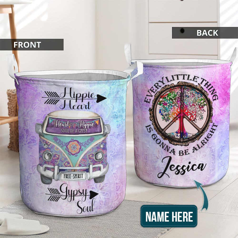 Hippie Heart Gypdy Soul Basic Style Personalized - Laundry Basket - Owls Matrix LTD