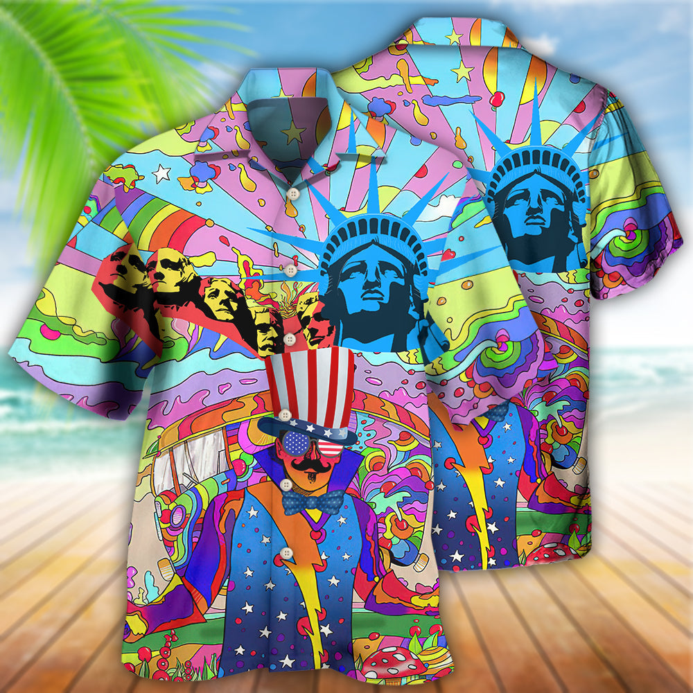 Hippie Independence Day America - Hawaiian Shirt - Owls Matrix LTD