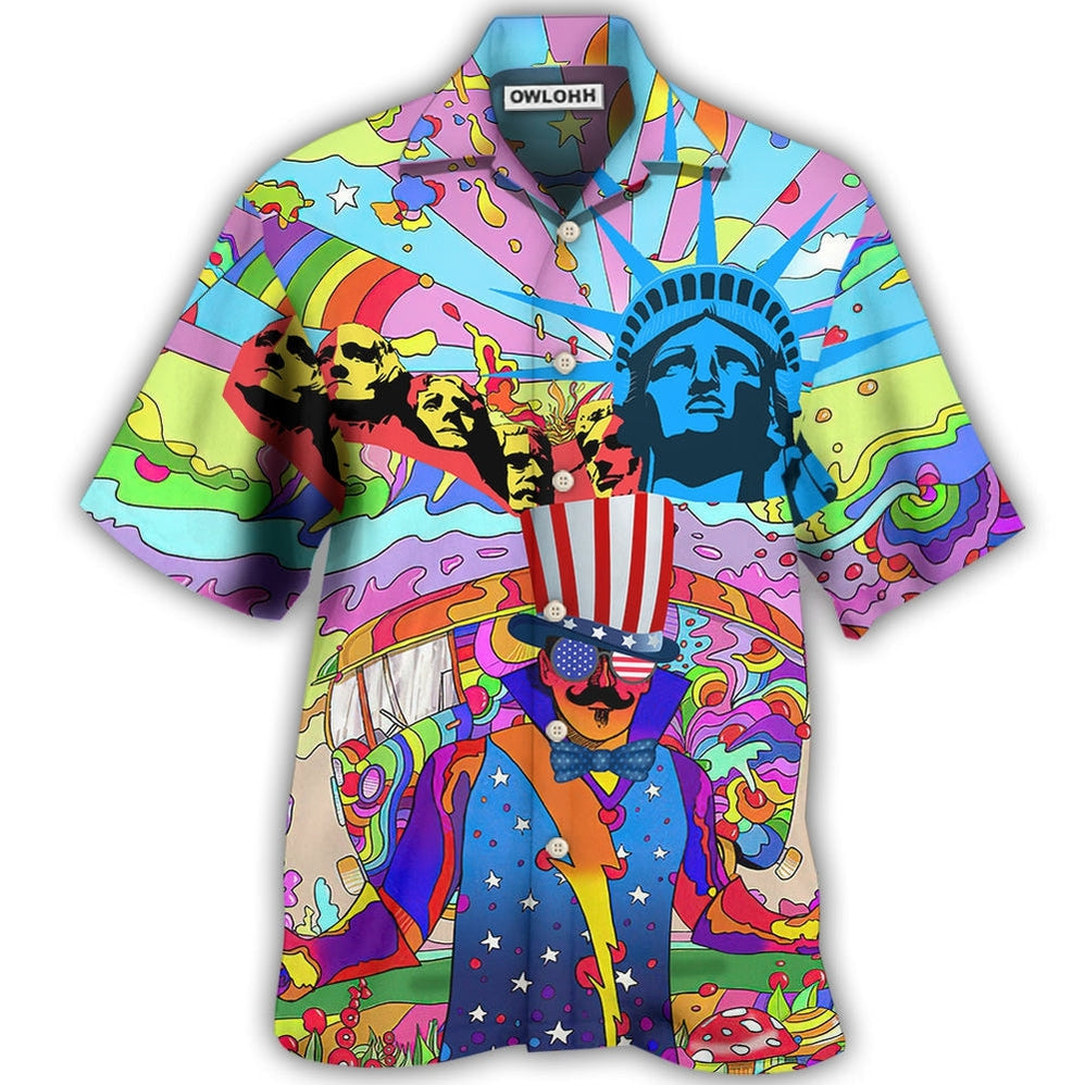 Hawaiian Shirt / Adults / S Hippie Independence Day America - Hawaiian Shirt - Owls Matrix LTD
