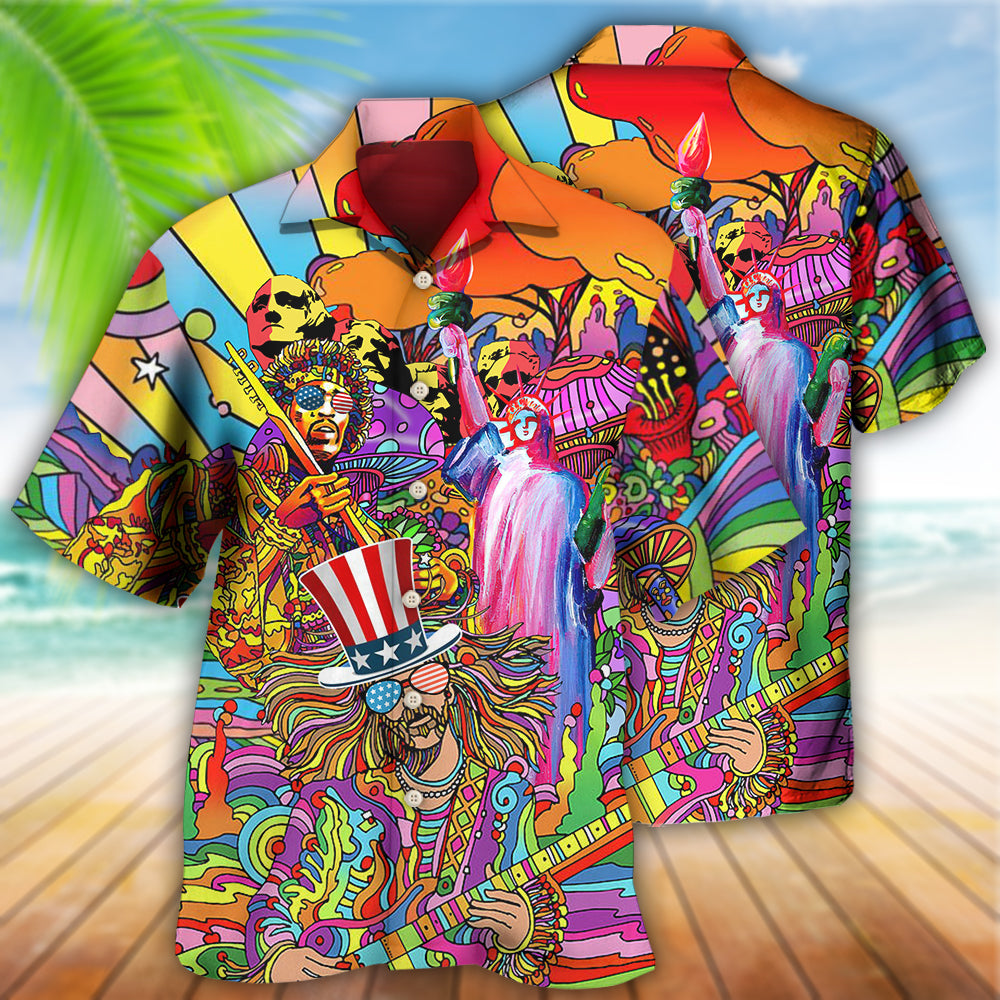 Hippie Independence Day America Cool - Hawaiian Shirt - Owls Matrix LTD