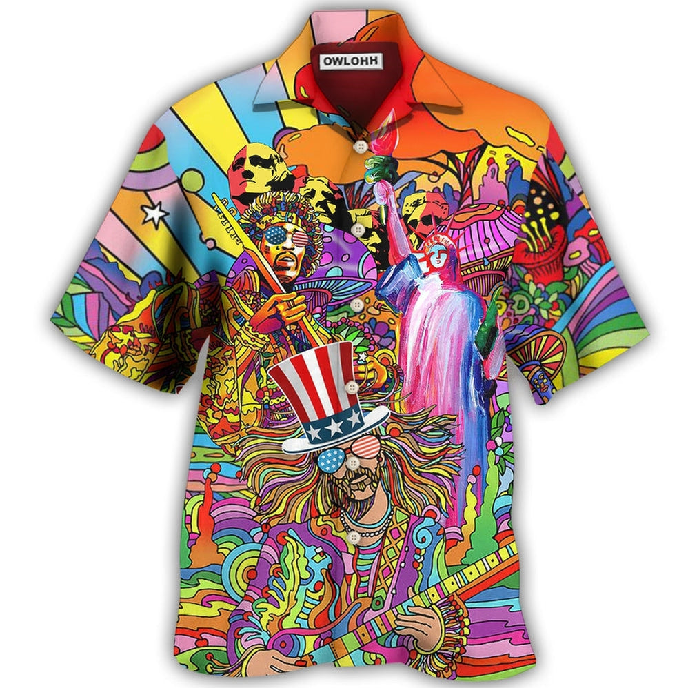 Hawaiian Shirt / Adults / S Hippie Independence Day America Cool - Hawaiian Shirt - Owls Matrix LTD