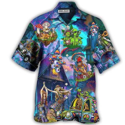 Hawaiian Shirt / Adults / S Hippie Love Life Party Over Night - Hawaiian Shirt - Owls Matrix LTD