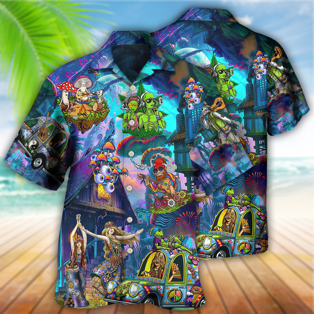 Hippie Love Life Party Over Night - Hawaiian Shirt - Owls Matrix LTD