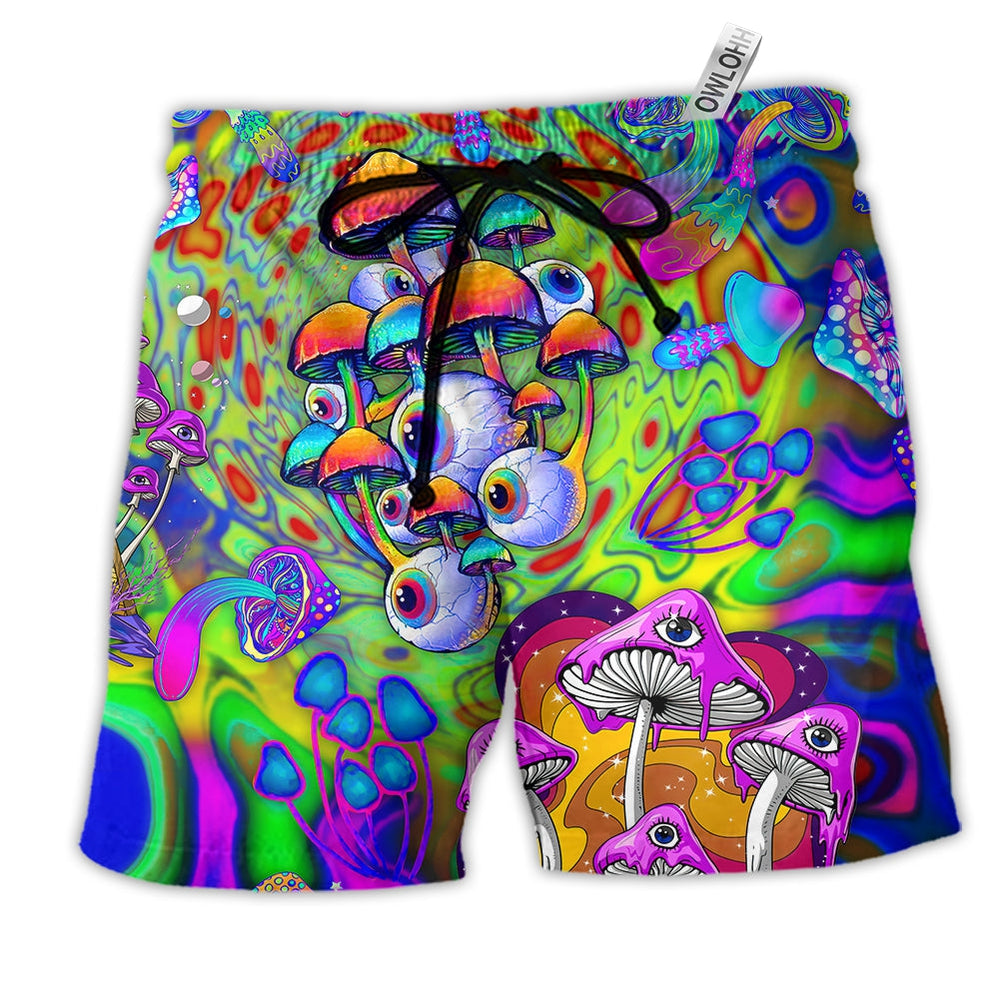 Beach Short / Adults / S Hippie Mushroom Eyes Color Style - Beach Short - Owls Matrix LTD