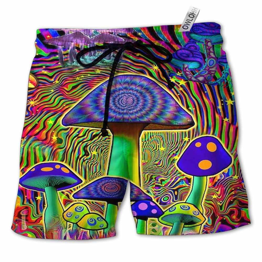 Beach Short / Adults / S Mushroom Love Color Hippie - Beach Short - Owls Matrix LTD