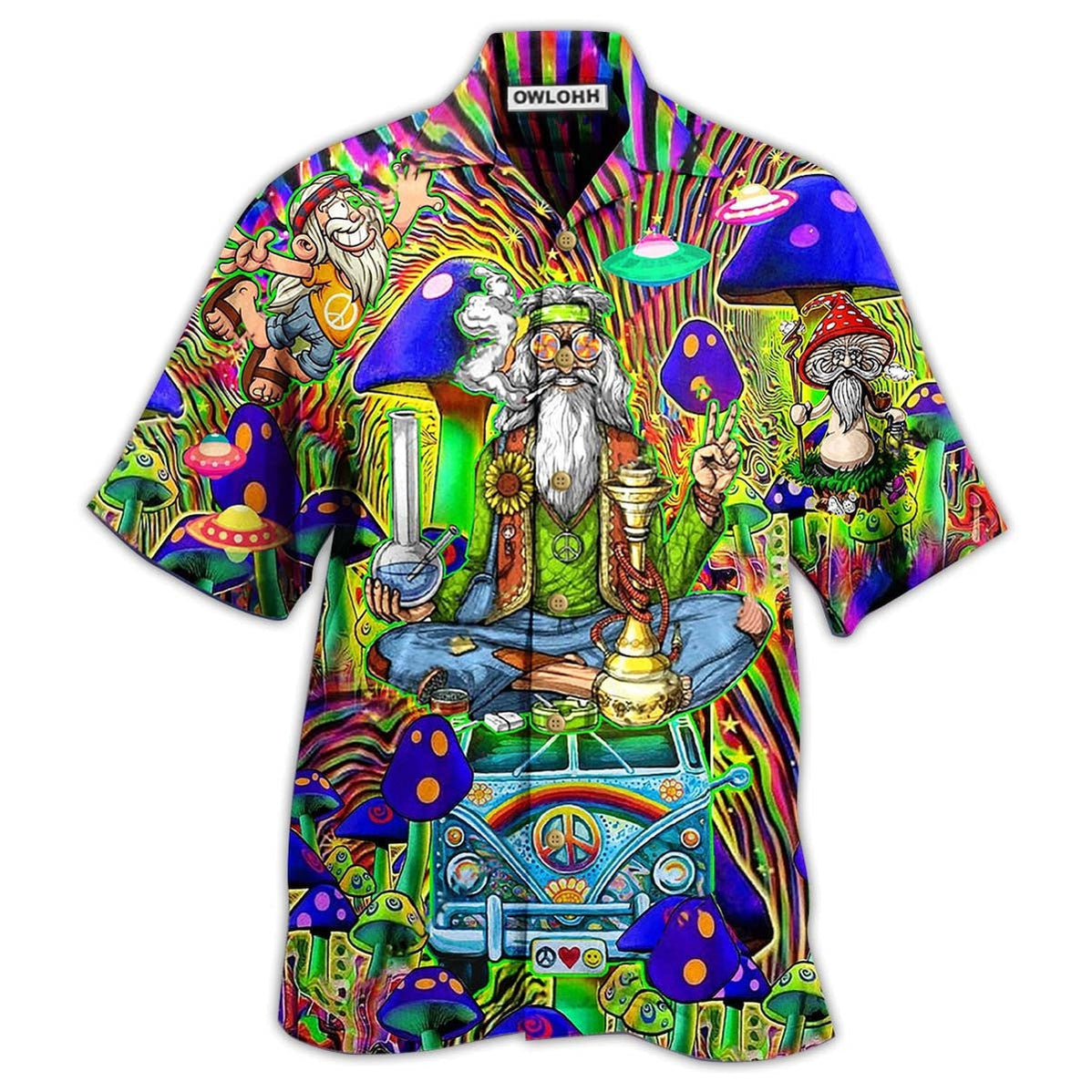 Hawaiian Shirt / Adults / S Hippie Mushroom Peace The Colorful Of Life - Hawaiian Shirt - Owls Matrix LTD