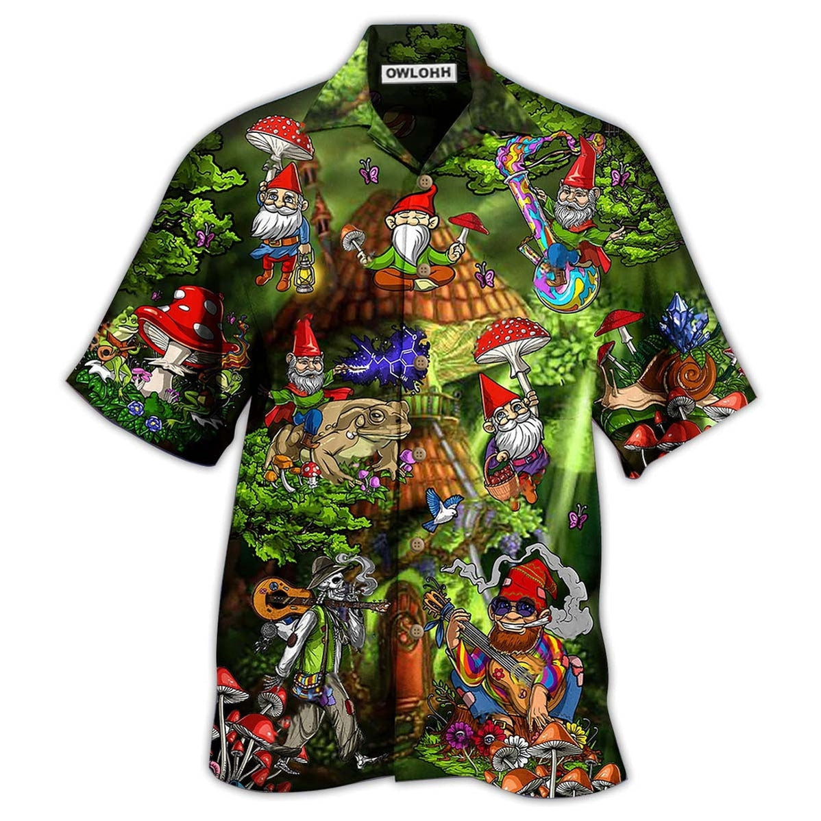 Hawaiian Shirt / Adults / S Hippie Mushroom Peace Love Life Color - Hawaiian Shirt - Owls Matrix LTD