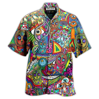 Hawaiian Shirt / Adults / S Hippie Mushroom Mix Peace Life Color - Hawaiian Shirt - Owls Matrix LTD
