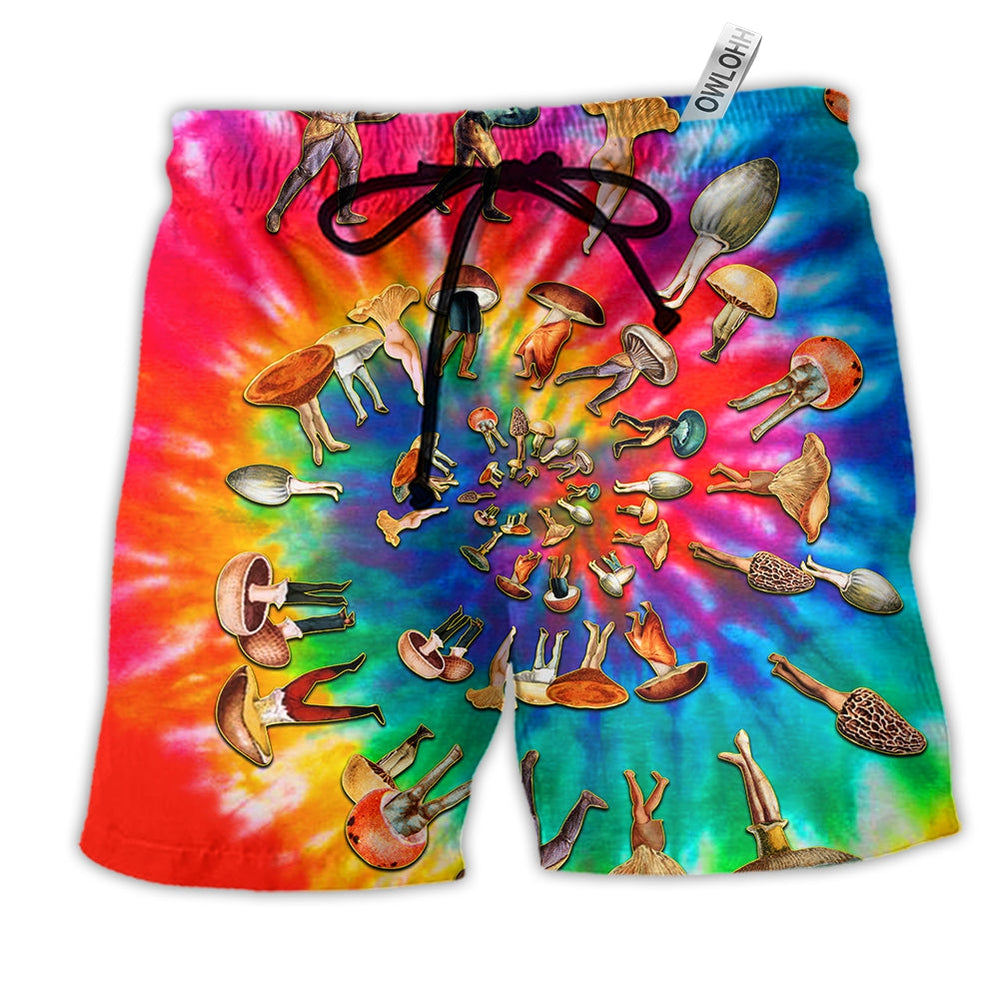 Beach Short / Adults / S Hippie Mushroom Peace Life Color Rainbow - Beach Short - Owls Matrix LTD