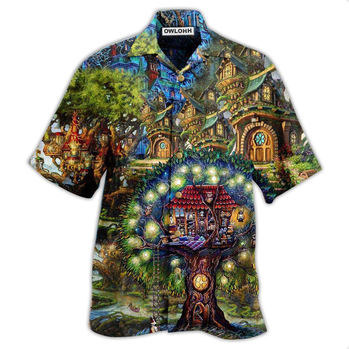Hawaiian Shirt / Adults / S Hippie My Mysterious Dream Treehouse - Hawaiian Shirt - Owls Matrix LTD