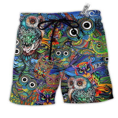 Beach Short / Adults / S Hippie Owls Peace Life Mix Color - Beach Short - Owls Matrix LTD