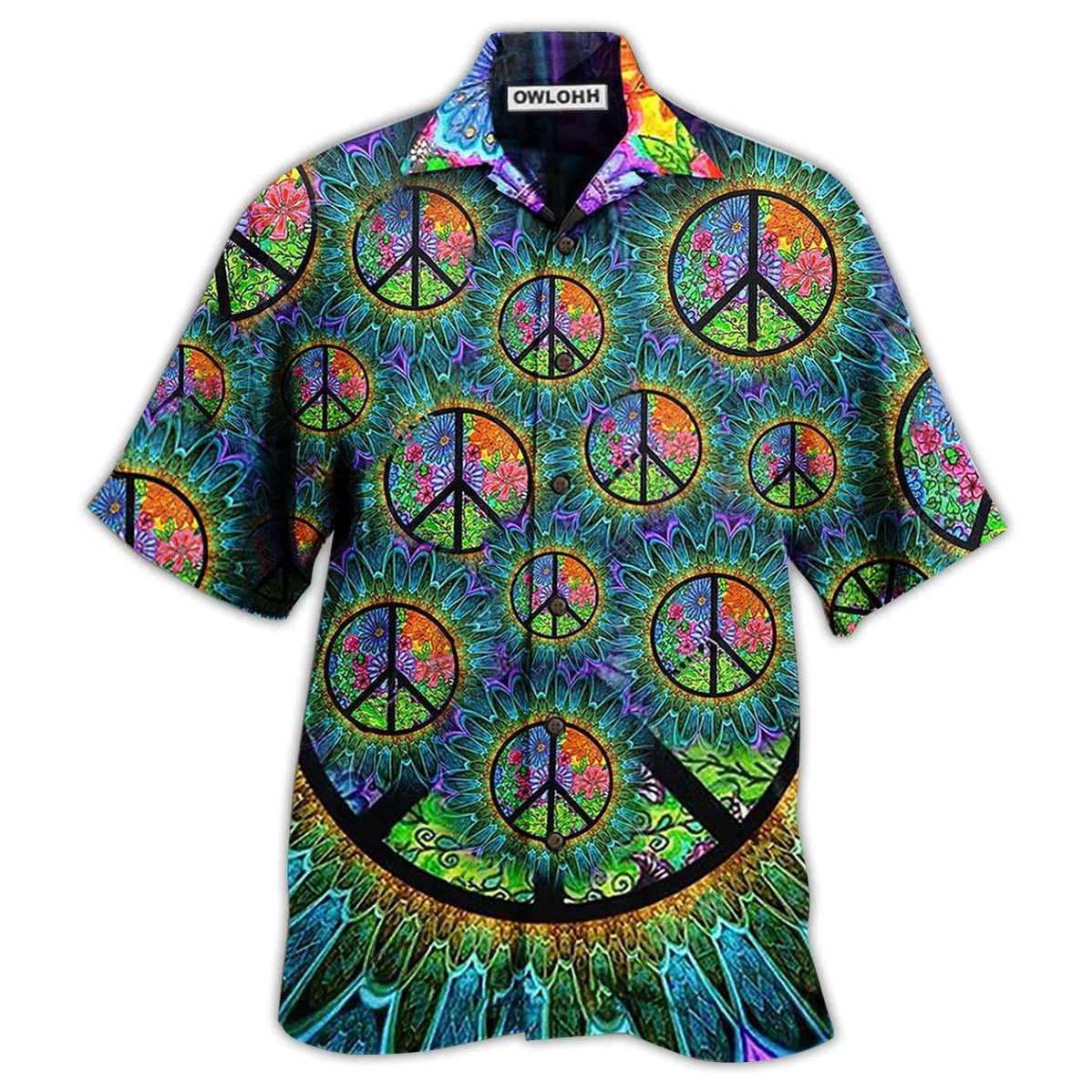 Hawaiian Shirt / Adults / S Hippie Peace Life Color - Hawaiian Shirt - Owls Matrix LTD