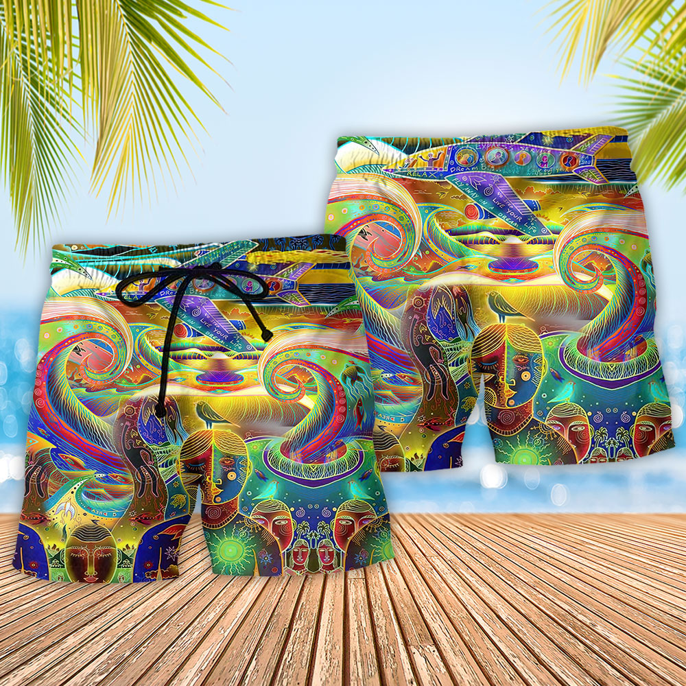Hippie Peace Life Color Style - Beach Short - Owls Matrix LTD