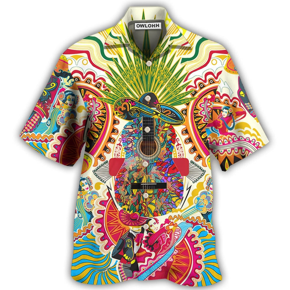 Hawaiian Shirt / Adults / S Hippie Peace Life Love Guitar - Hawaiian Shirt - Owls Matrix LTD