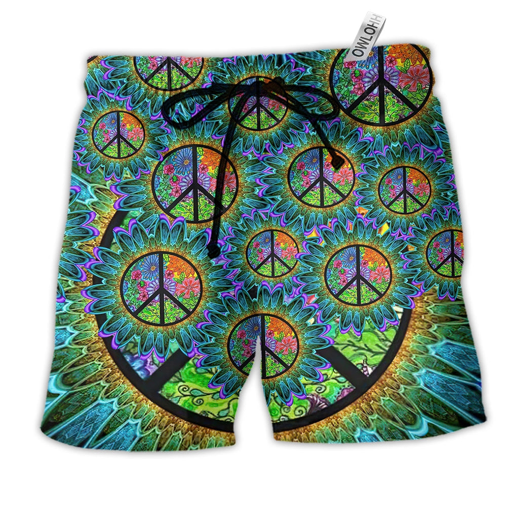 Beach Short / Adults / S Hippie Peaceful Life Color - Beach Short - Owls Matrix LTD