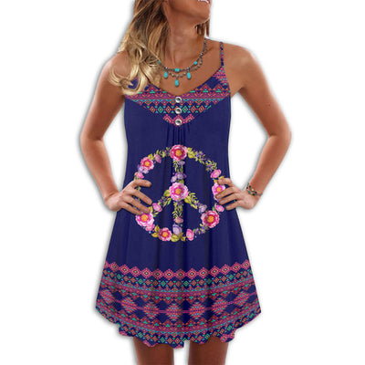 Hippie Peaceful Summer Vibes Purple - Summer Dress - Owls Matrix LTD