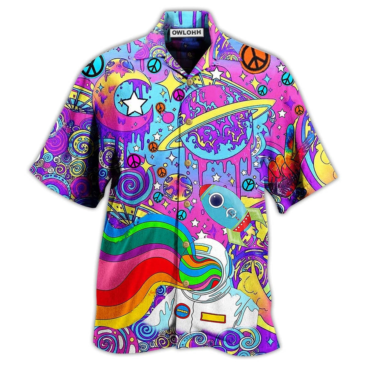 Hawaiian Shirt / Adults / S Hippie Planet Peace The Colorful Of Life - Hawaiian Shirt - Owls Matrix LTD