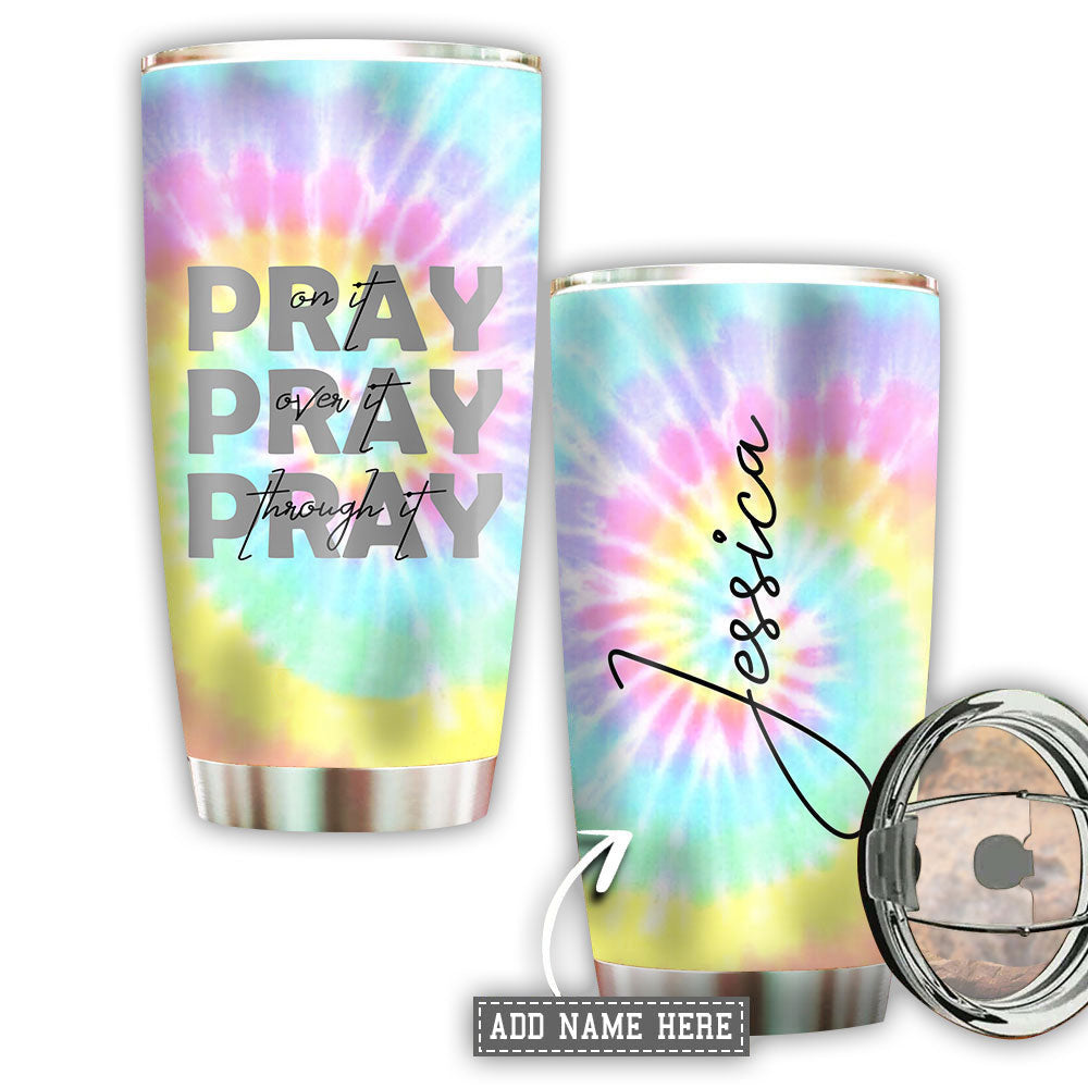 20OZ Hippie Pray Faith Tie Dye Personalized - Tumbler - Owls Matrix LTD
