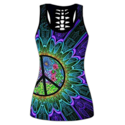 S Hippie Purple Floral Peace - Tank Top Hollow - Owls Matrix LTD