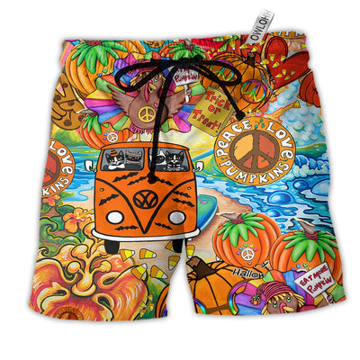 Beach Short / Adults / S Hippie Pumpkins Colorful Life - Beach Short - Owls Matrix LTD