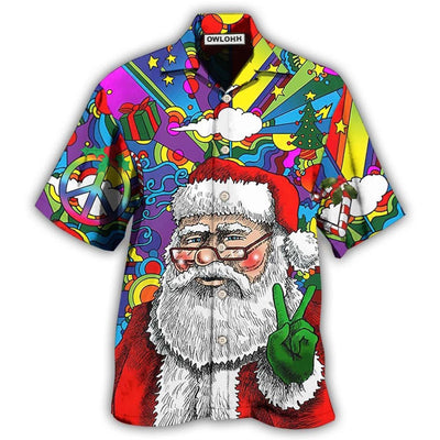 Hawaiian Shirt / Adults / S Hippie Funny Santa Claus Christmas - Hawaiian Shirt - Owls Matrix LTD