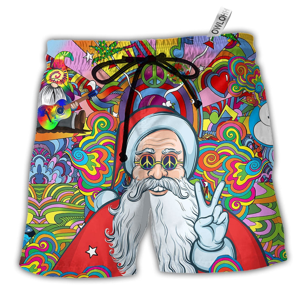 Beach Short / Adults / S Hippie Santa Says Hi Color - Beach Short - Owls Matrix LTD