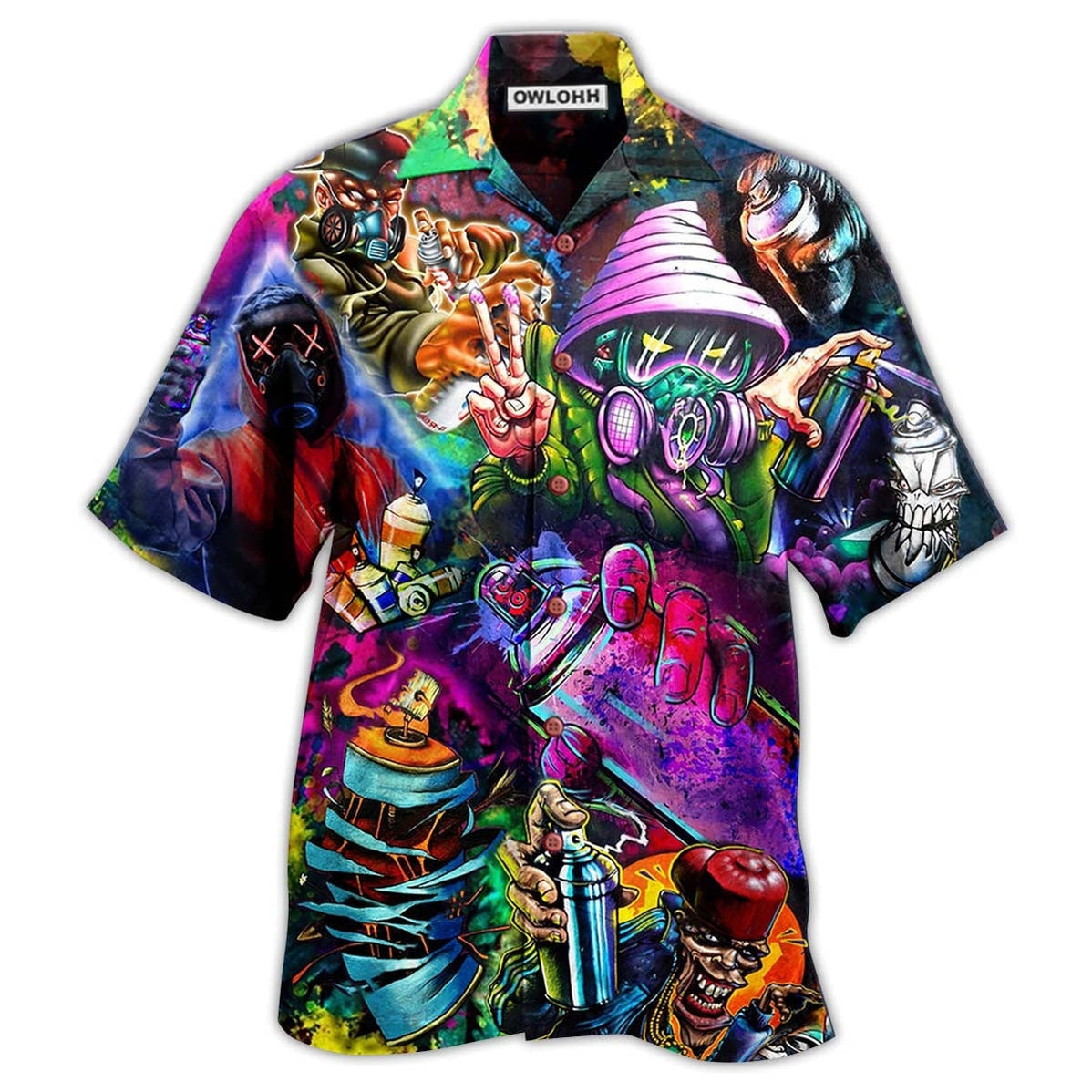 Hawaiian Shirt / Adults / S Hippie Say Hi Mysterious - Hawaiian Shirt - Owls Matrix LTD