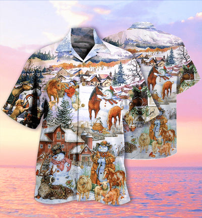Horse Christmas Love Horse And Farm - Hawaiian Shirt - Owls Matrix LTD