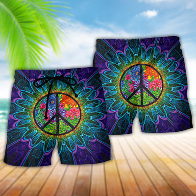 Hippie Sign Style Lover Hippie Purple - Beach Short - Owls Matrix LTD