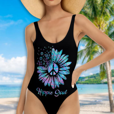 Hippie Soul Color Peaceful Flower Lighting - One-piece Swimsuit - Owls Matrix LTD