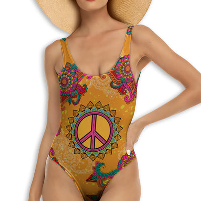 S Hippie Soul Color Peaceful Happy - One-piece Swimsuit - Owls Matrix LTD