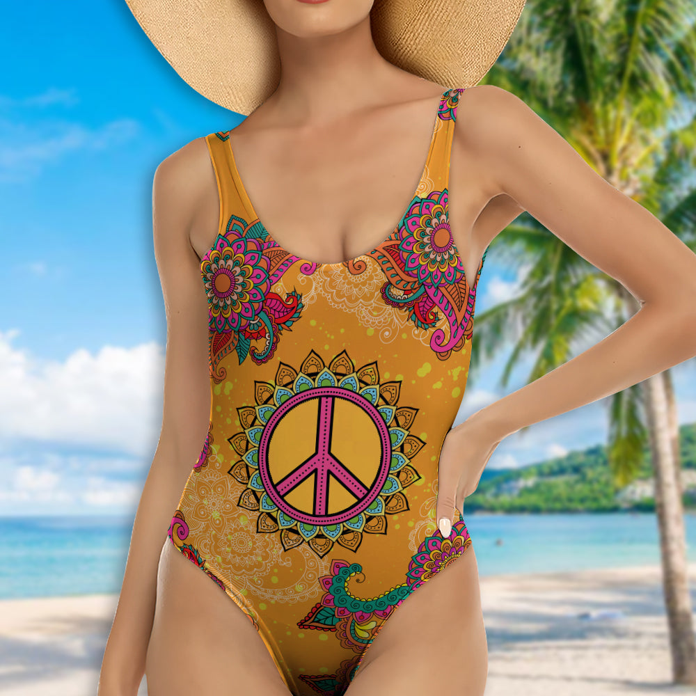 Hippie Soul Color Peaceful Happy - One-piece Swimsuit - Owls Matrix LTD