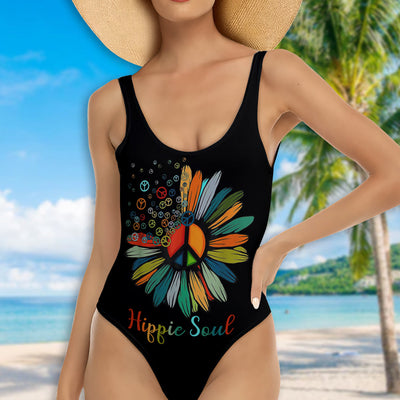 Hippie Soul Color Peaceful Flower - One-piece Swimsuit - Owls Matrix LTD