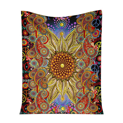 50" x 60" Hippie Soul Floral So Beautiful - Flannel Blanket - Owls Matrix LTD
