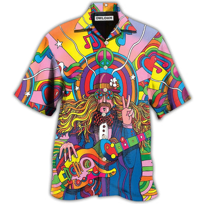 Hawaiian Shirt / Adults / S Hippie Rock Music - Hawaiian Shirt - Owls Matrix LTD