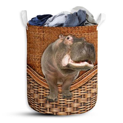 Hippopotamus Rattan Teaxture - Laundry Basket - Owls Matrix LTD