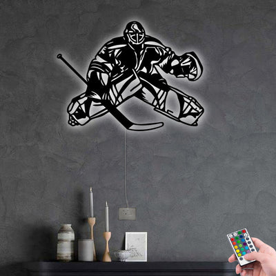 Hockey Player Hockey Goalie - Led Light Metal - Owls Matrix LTD