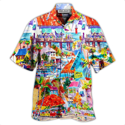 Hawaiian Shirt / Adults / S Holiday Summer Vacation By The Beach - Hawaiian Shirt - Owls Matrix LTD