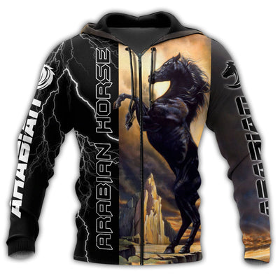 Zip Hoodie / S Horse Arabian Horse Black Stallion - Hoodie - Owls Matrix LTD