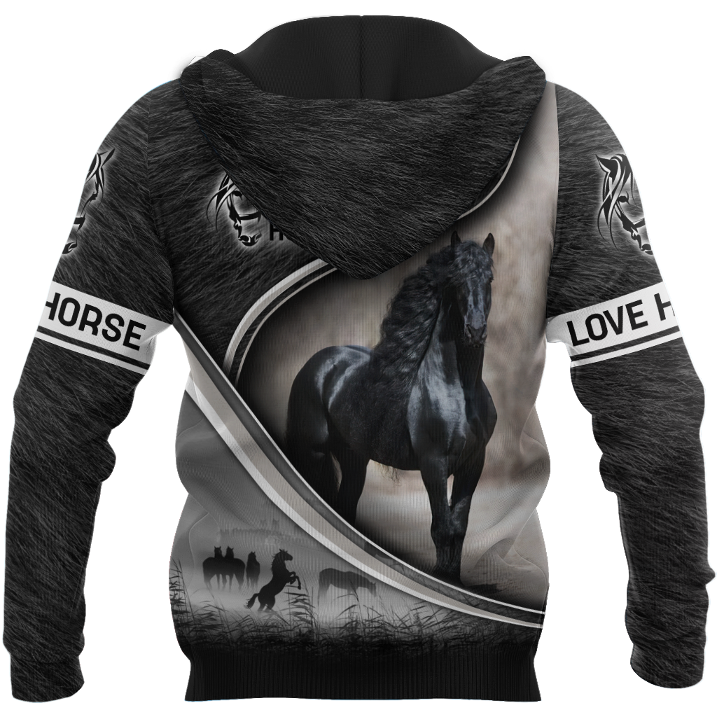 Horse Friesian Black Horse Amazing Style - Hoodie - Owls Matrix LTD