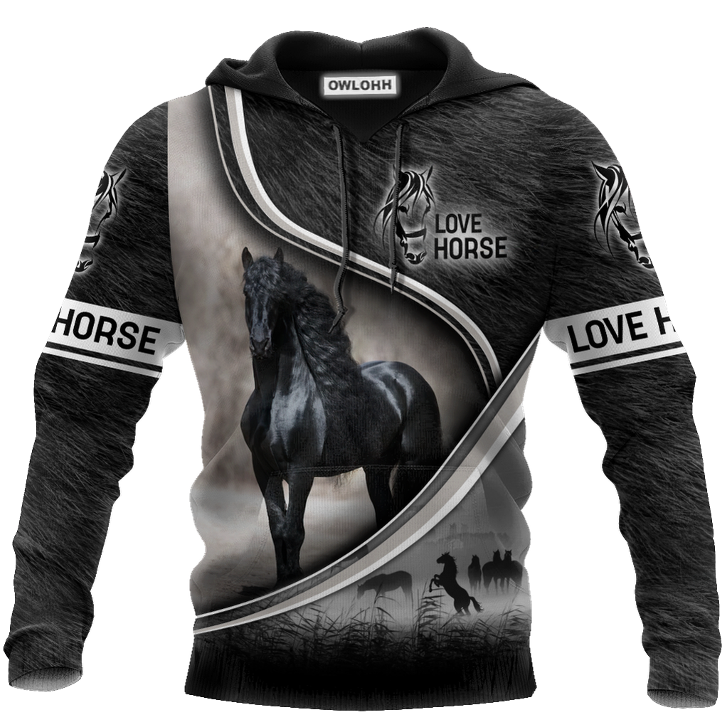 Unisex Hoodie / S Horse Friesian Black Horse Amazing Style - Hoodie - Owls Matrix LTD